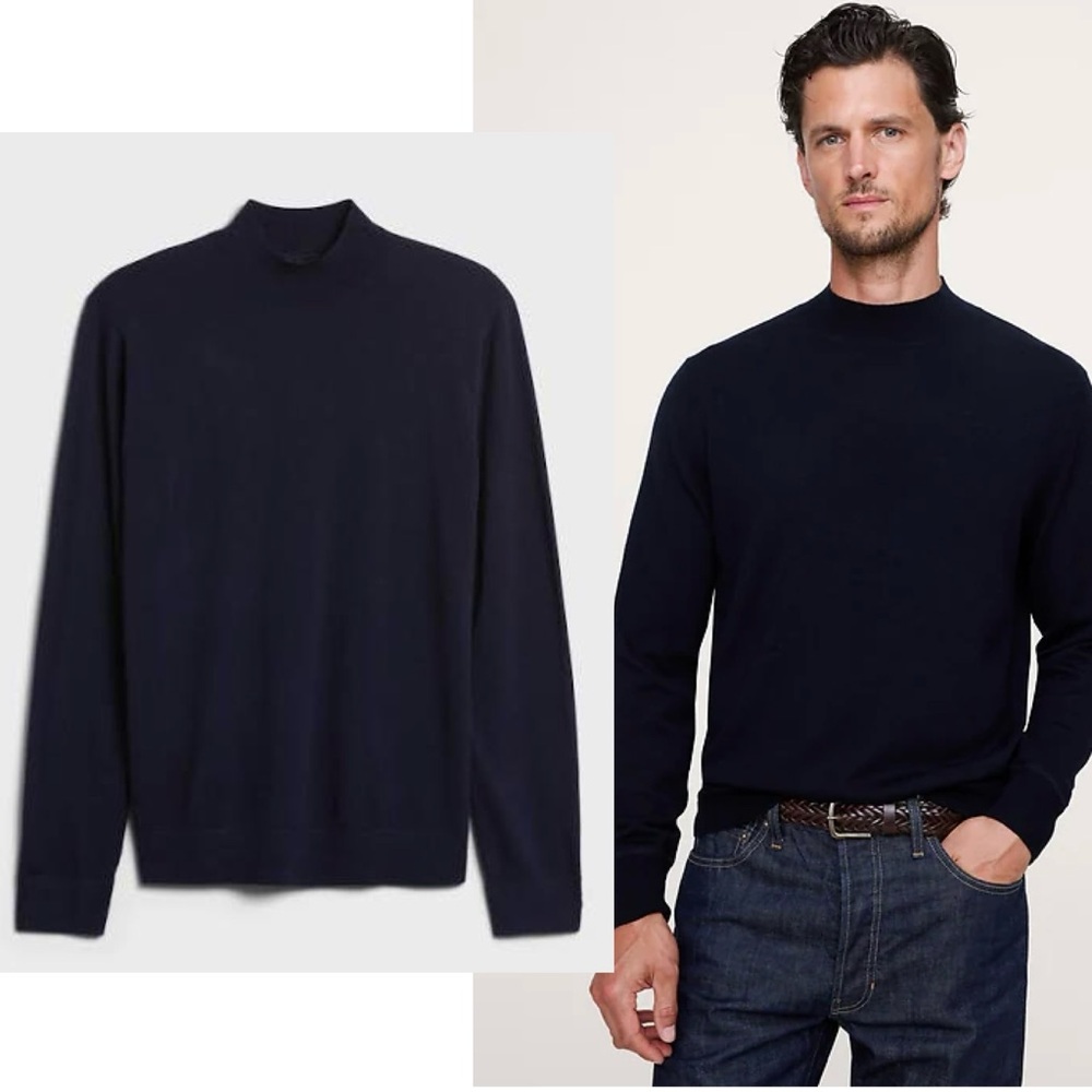 Banana republic men’s navy blue Merino wool sweater Sz L tall